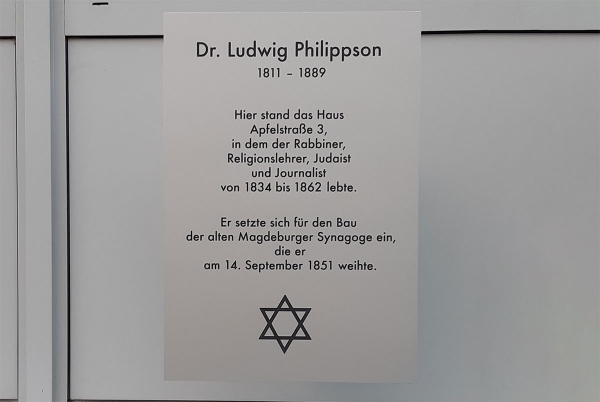 Eine Gedenktafel erinnert jetzt in Magdeburg an Rabbiner Dr. Ludwig Philippson